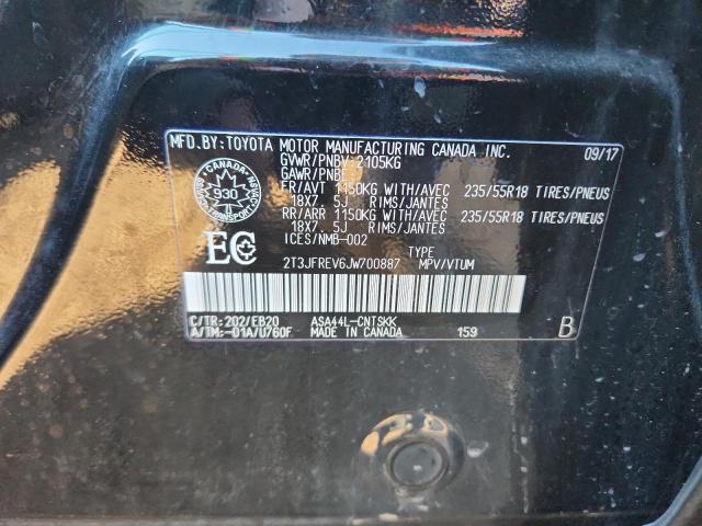 2T3JFREV6JW700887 - 2018 TOYOTA RAV4 SE შავი ფოტო 13