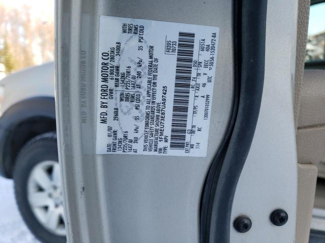 1FMEU73E87UA97425 - 2007 FORD EXPLORER XLT 金色 照片 13