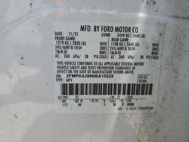 2FMPK4J99NBA15529 - 2022 FORD EDGE SEL 白色 照片 13