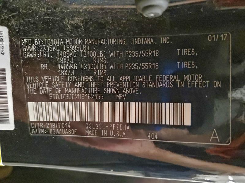 5TDJZ3DC2HS162155 - 2017 TOYOTA SIENNA LE 黑色 照片 13