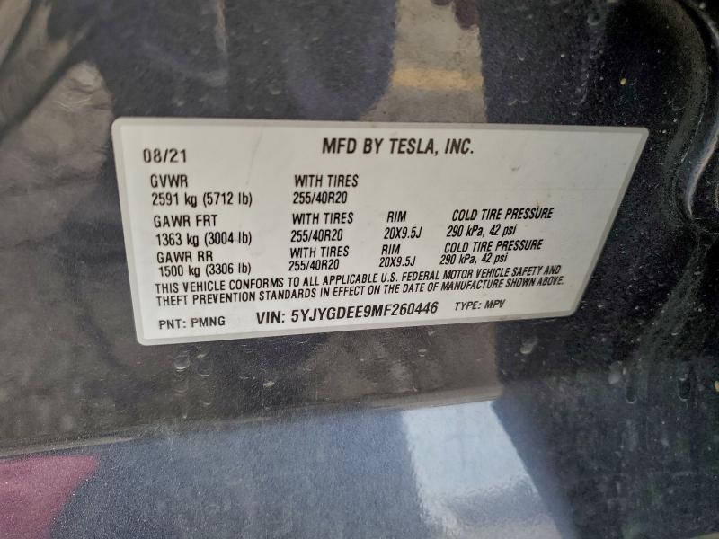 5YJYGDEE9MF260446 - 2021 TESLA MODEL Y GRAY photo 13