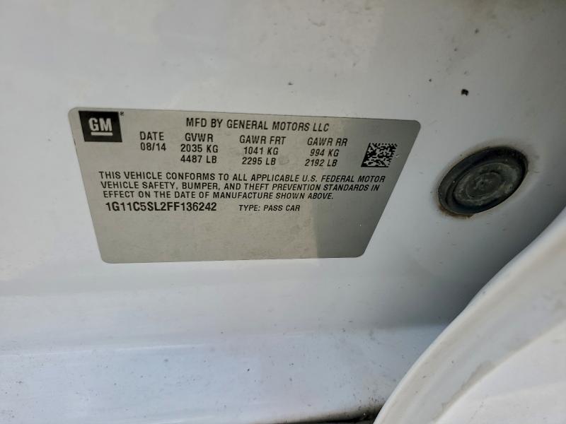 1G11C5SL2FF136242 - 2015 CHEVROLET MALIBU 1LT 白色 照片 12