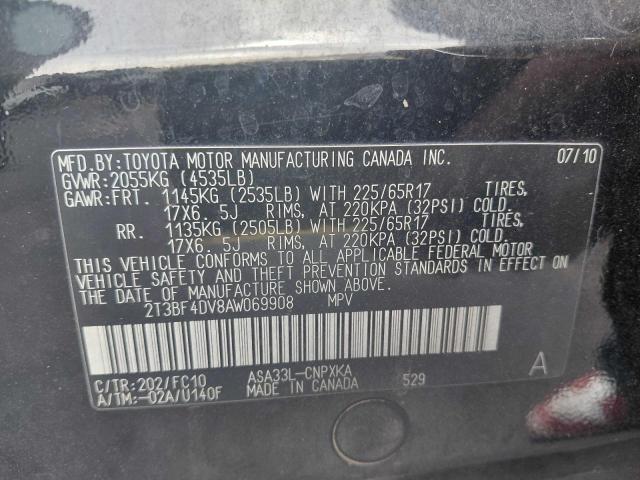 2T3BF4DV8AW069908 - 2010 TOYOTA RAV4 BLACK photo 10