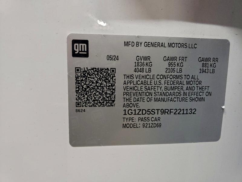 1G1ZD5ST9RF221132 - 2024 CHEVROLET MALIBU LT WHITE photo 12