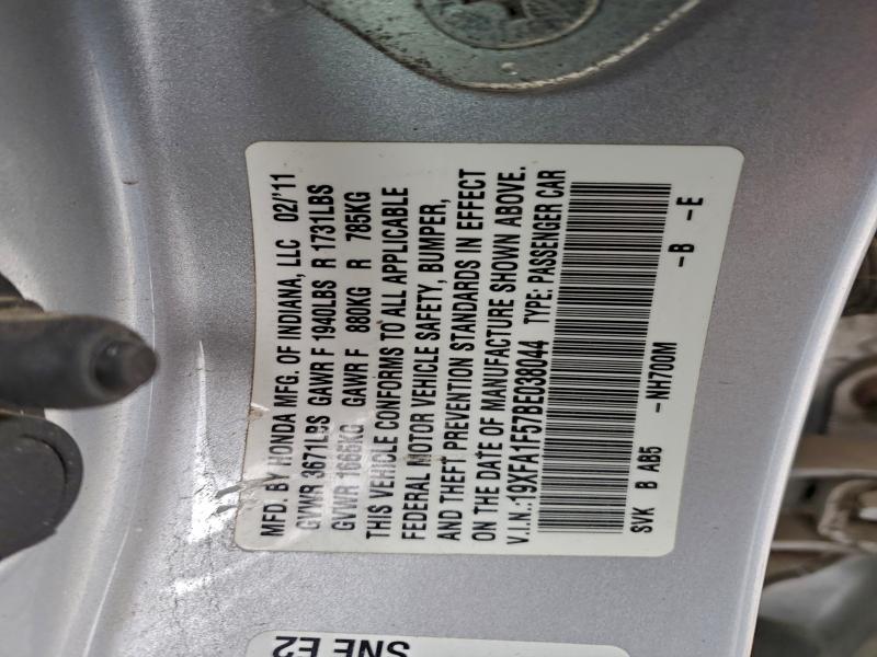 19XFA1F57BE038044 - 2011 HONDA CIVIC LX SILVER photo 12