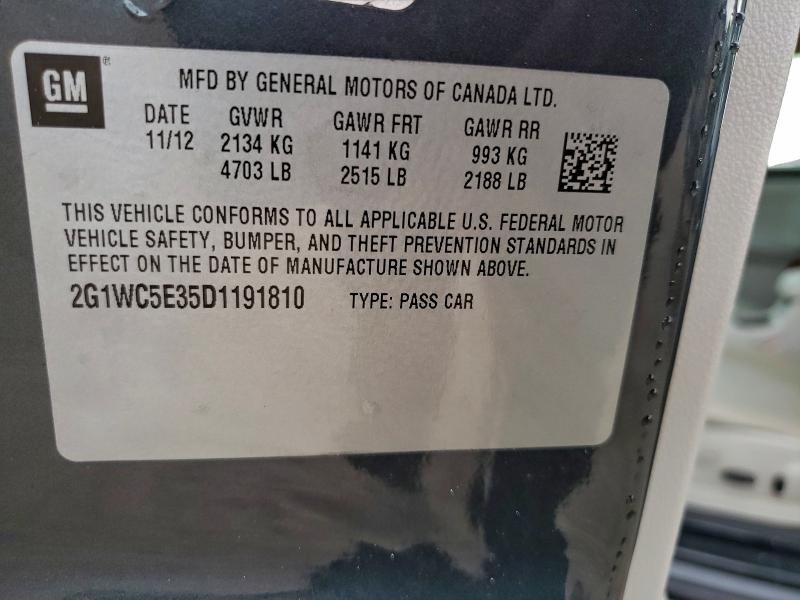 2G1WC5E35D1191810 - 2013 CHEVROLET IMPALA LTZ ნაცრისფერი ფოტო 12