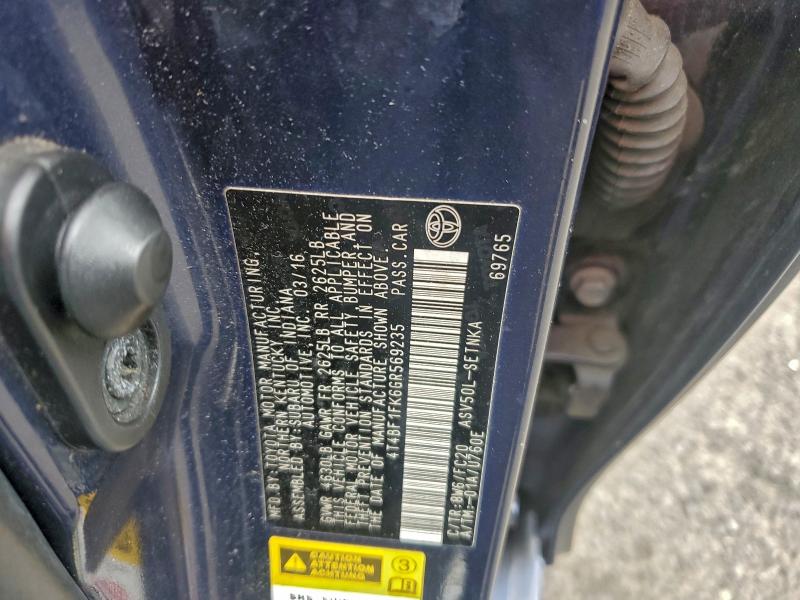 4T4BF1FK6GR569235 - 2016 TOYOTA CAMRY LE BLUE photo 12