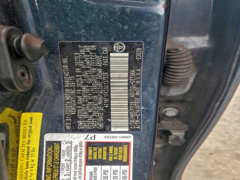 4T1BF1FK2GU137526 - 2016 TOYOTA CAMRY LE BLUE photo 12