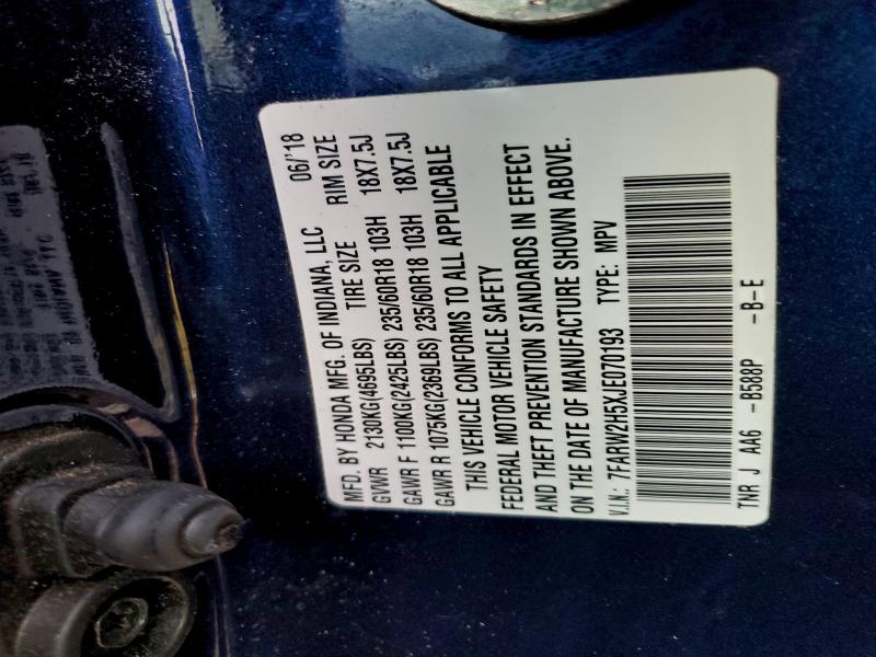 7FARW2H5XJE070193 - 2018 HONDA CR-V EX BLUE photo 13