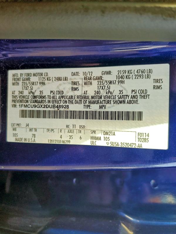 1FMCU9GX2DUB48928 - 2013 FORD ESCAPE SE BLUE photo 14