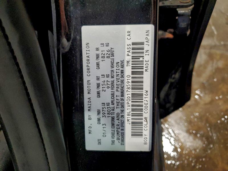 JM1BL1VP0D1785910 - 2013 MAZDA 3 I BLACK photo 12