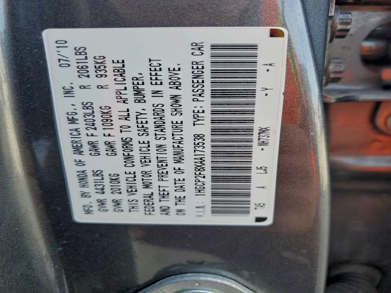 1HGCP2F8XAA173538 - 2010 HONDA ACCORD EXL SILVER photo 12