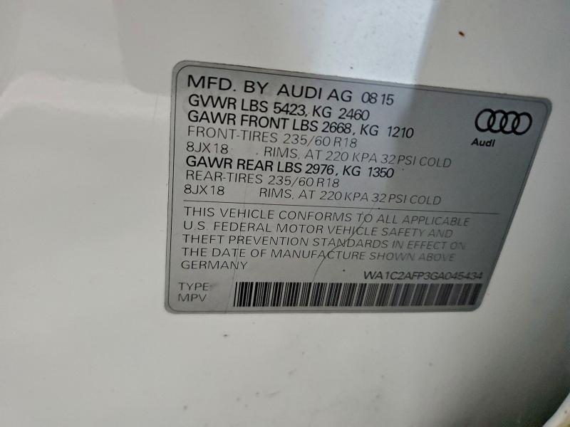 WA1C2AFP3GA045434 - 2016 AUDI Q5 PREMIUM WHITE photo 13