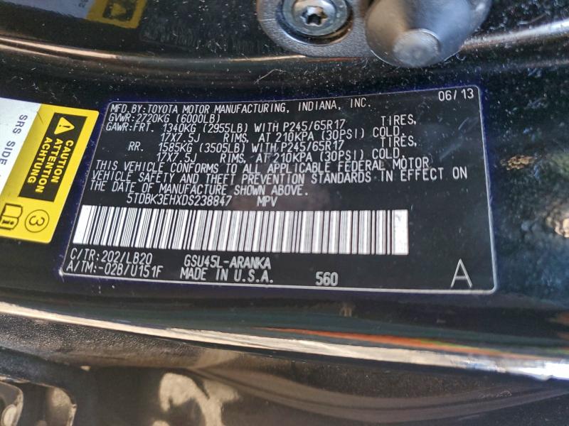 5TDBK3EHXDS238847 - 2013 TOYOTA HIGHLANDER BASE Szary zdjęcie 14