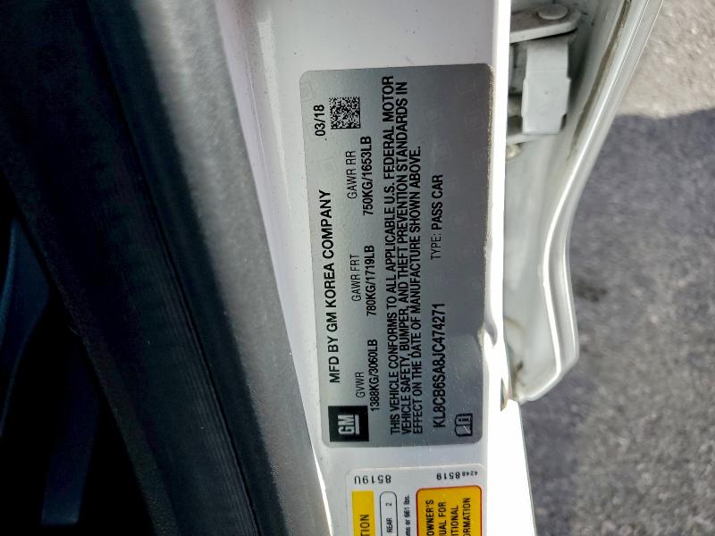 KL8CB6SA8JC474271 - 2018 CHEVROLET SPARK LS Biały zdjęcie 12