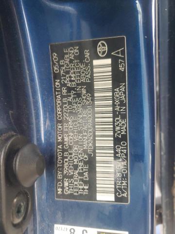 JTDKN3DU9A0001349 - 2010 TOYOTA PRIUS BLUE photo 12