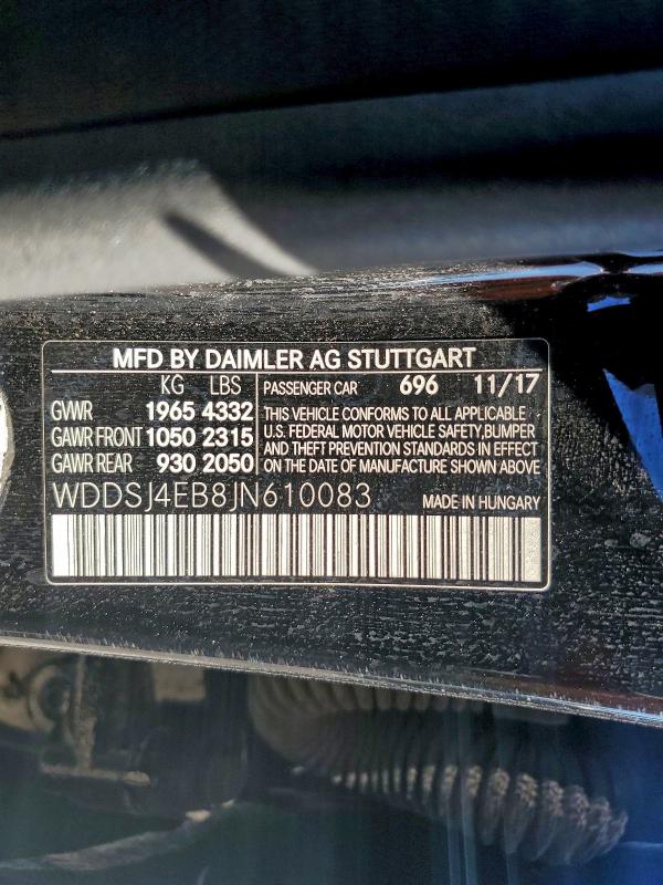 WDDSJ4EB8JN610083 - 2018 MERCEDES-BENZ CLA 250 Қара фото 13