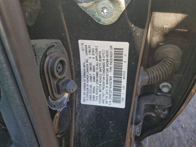 2HGFC2F74JH527829 - 2018 HONDA CIVIC EX GRAY photo 12