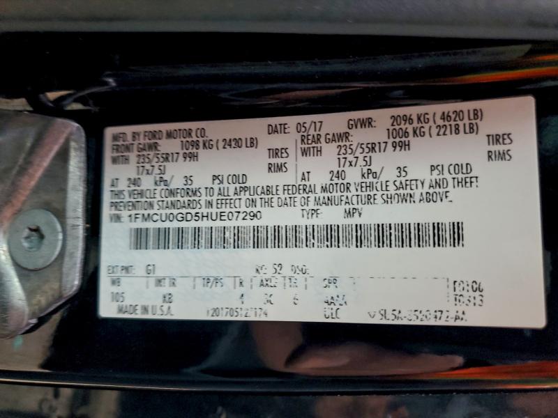 1FMCU0GD5HUE07290 - 2017 FORD ESCAPE SE BLACK photo 13