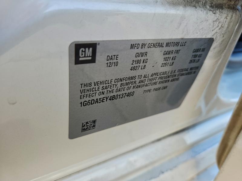 1G6DA5EY4B0137460 - 2011 CADILLAC CTS თეთრი ფოტო 12