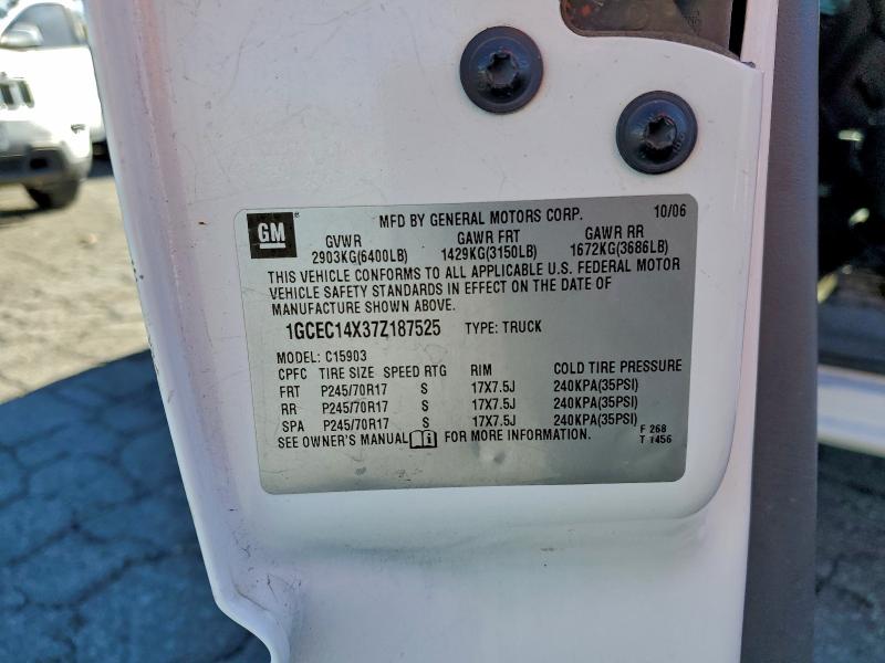 1GCEC14X37Z187525 - 2007 CHEVROLET SILVERADO C1500 CLASSIC أبيض صورة 12