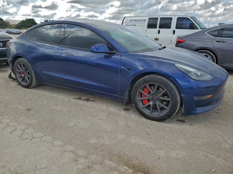 5YJ3E1EB5NF104927 - 2022 TESLA MODEL 3 BLUE photo 4