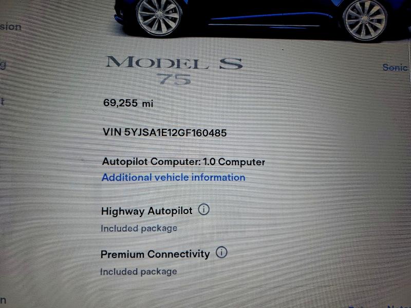 5YJSA1E12GF160485 - 2016 TESLA MODEL S 蓝色 照片 9