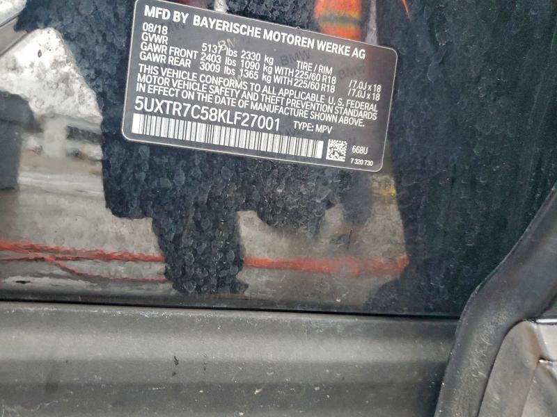 5UXTR7C58KLF27001 - 2019 BMW X3 SDRIVE30I BLACK photo 13