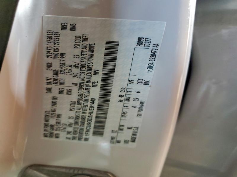 1FMCU9GD5HUE91440 - 2017 FORD ESCAPE SE WHITE photo 13