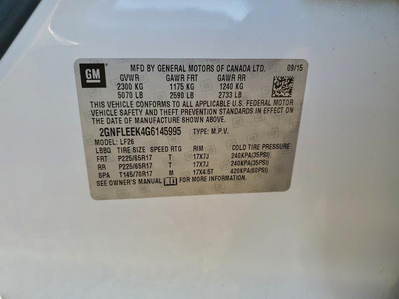 2GNFLEEK4G6145995 - 2016 CHEVROLET EQUINOX LS WHITE photo 13