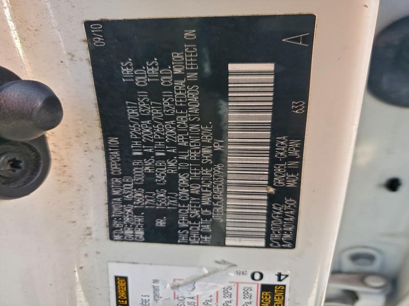 JTEBU5JR4B5037996 - 2011 TOYOTA 4RUNNER SR5 WHITE photo 13