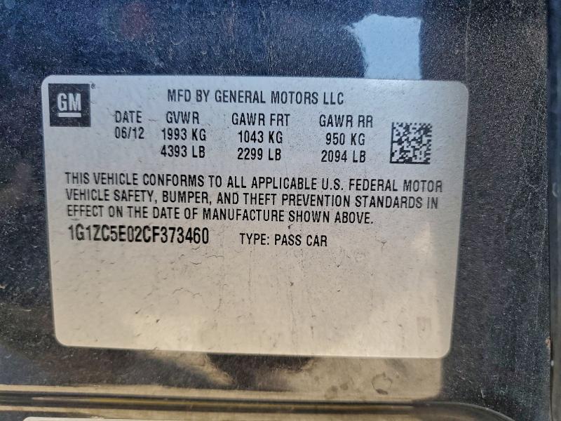 1G1ZC5E02CF373460 - 2012 CHEVROLET MALIBU 1LT Gris foto 12