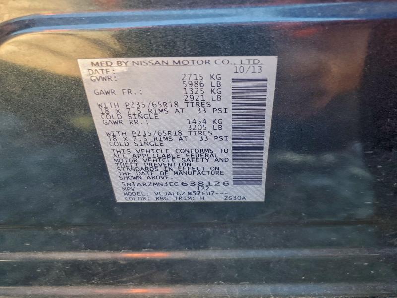 5N1AR2MN3EC638126 - 2014 NISSAN PATHFINDER S GRAY photo 13