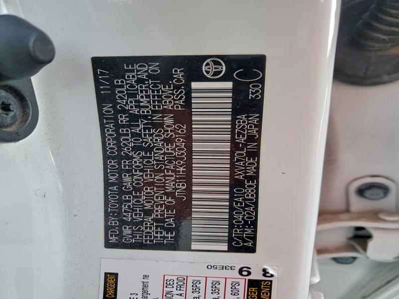 JTNB11HK9J3049162 - 2018 TOYOTA CAMRY L 白色 照片 13