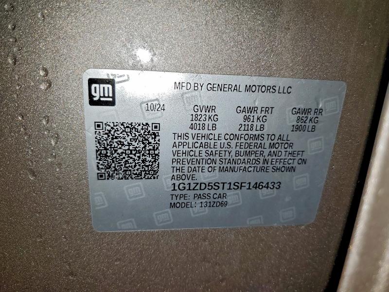 1G1ZD5ST1SF146433 - 2025 CHEVROLET MALIBU LT GOLD photo 12