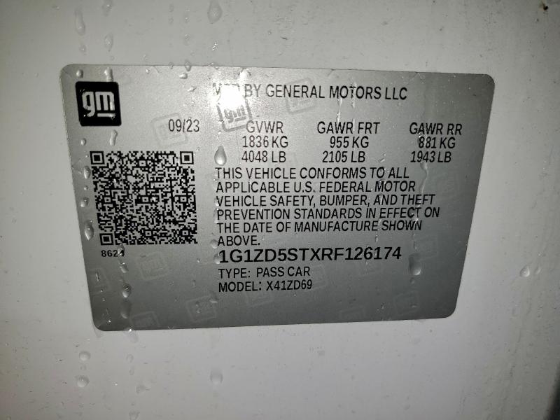 1G1ZD5STXRF126174 - 2024 CHEVROLET MALIBU LT WHITE photo 12