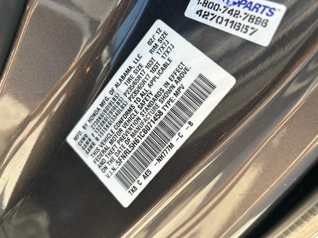 5FNRL5H61CB071458 - 2012 HONDA ODYSSEY EXL GRAY photo 10