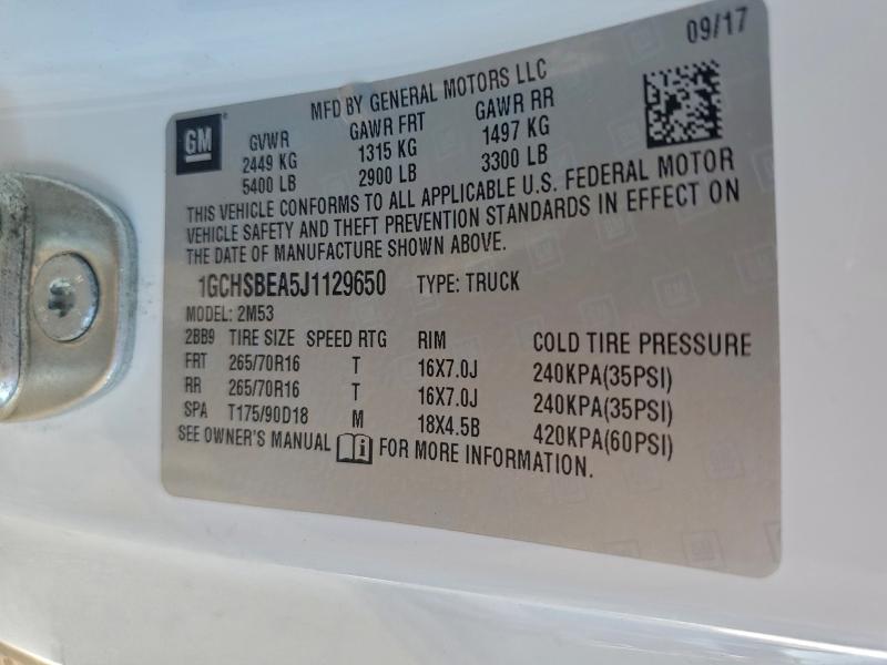 1GCHSBEA5J1129650 - 2018 CHEVROLET COLORADO Blanc photo 13