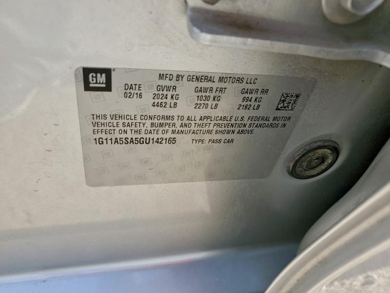 1G11A5SA5GU142165 - 2016 CHEVROLET MALIBU LIM LS 银色 照片 12