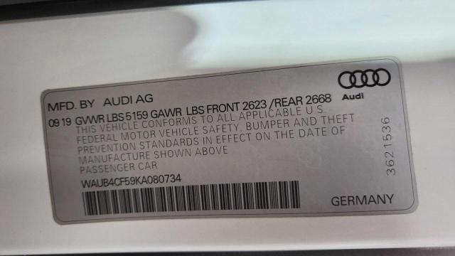 WAUB4CF59KA080734 - 2019 AUDI S5 PREMIUM PLUS Biały zdjęcie 10