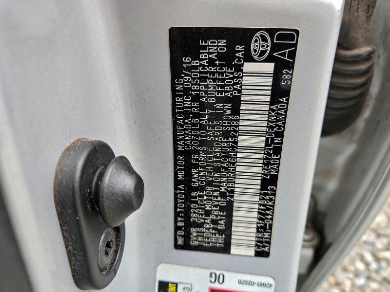 2T1BURHE6HC752286 - 2017 TOYOTA COROLLA L SILVER photo 12