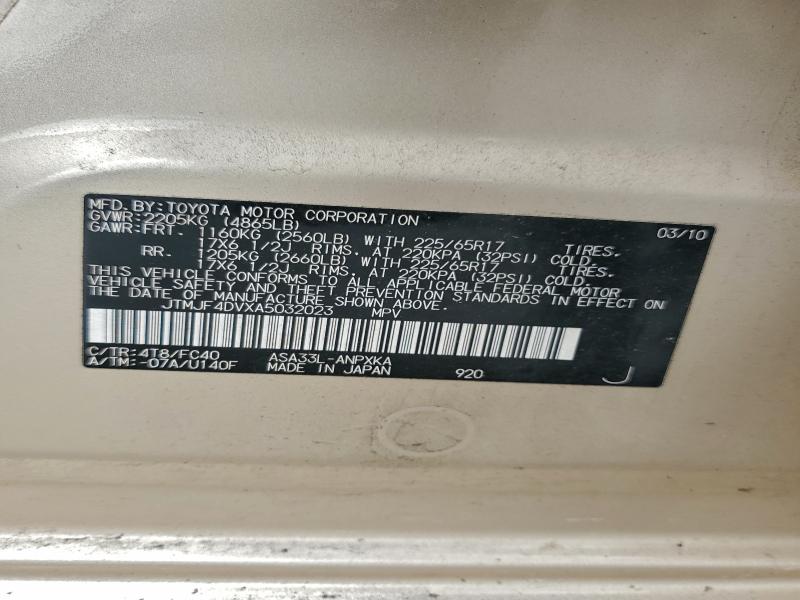 JTMJF4DVXA5032023 - 2010 TOYOTA RAV4 CREAM photo 13