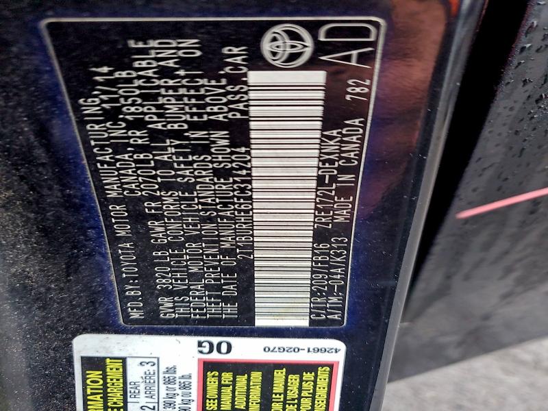 2T1BURHE6FC314204 - 2015 TOYOTA COROLLA L 黑色 照片 12