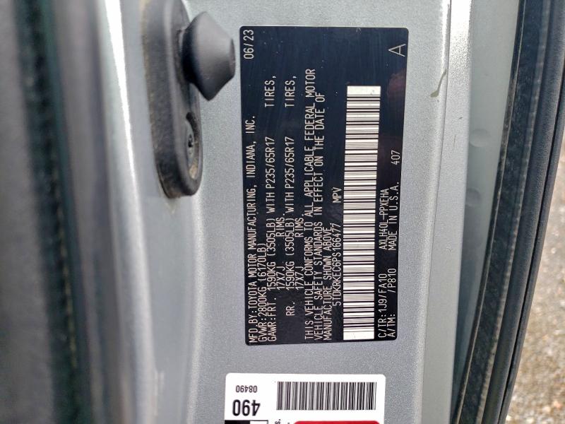 5TDKRKEC6PS166477 - 2023 TOYOTA SIENNA LE ნაცრისფერი ფოტო 12