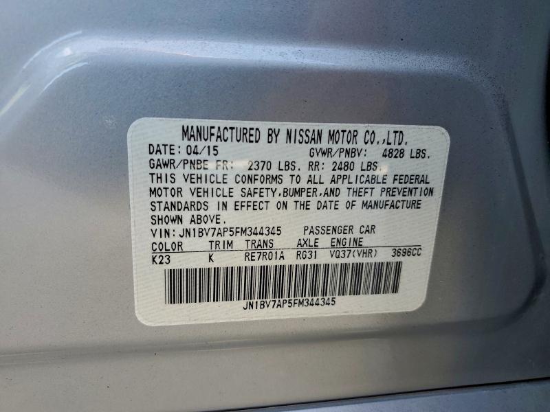 JN1BV7AP5FM344345 - 2015 INFINITI Q50 BASE SILVER photo 12