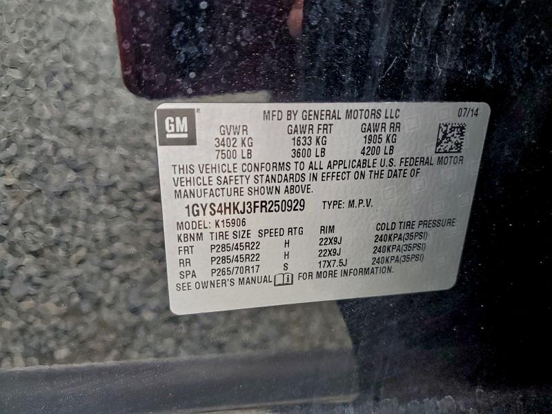 1GYS4HKJ3FR250929 - 2015 CADILLAC ESCALADE ESV LUXURY Чорний фото 13