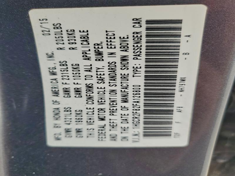 1HGCR2F82FA126800 - 2015 HONDA ACCORD EXL GRAY photo 13