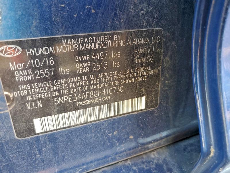 5NPE34AF8GH410730 - 2016 HYUNDAI SONATA SPORT BLUE photo 13