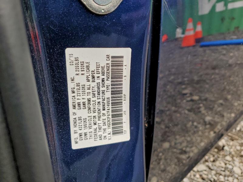 1HGCR2F87FA146606 - 2015 HONDA ACCORD EXL BLUE photo 13