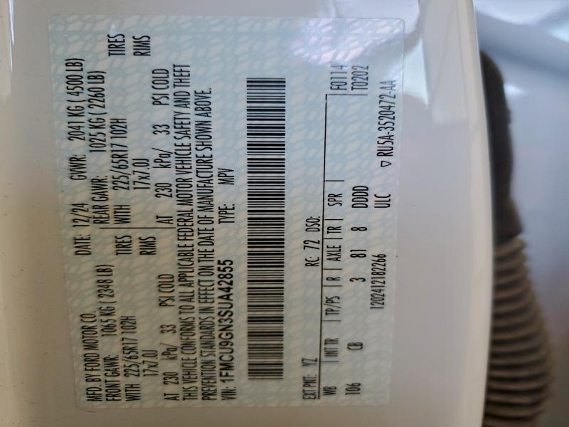 1FMCU9GN3SUA42855 - 2025 FORD ESCAPE ACTIVE WHITE photo 14